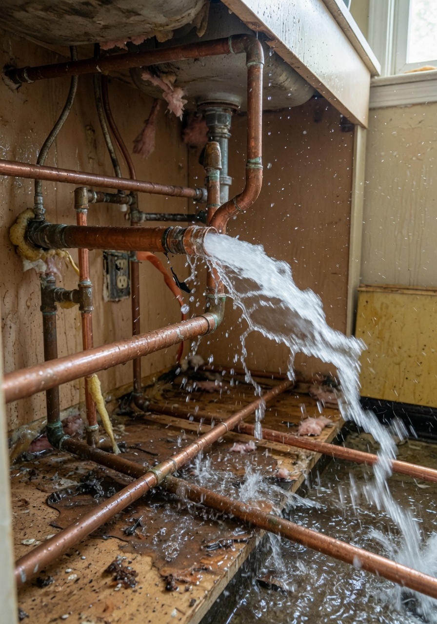 Burst pipe water cleanup